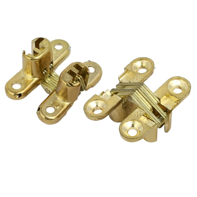 Armario de muebles Unique Bargains con puerta deslizante, bisagra cruzada de 40 mm de longitud, tono dorado, 2 piezas