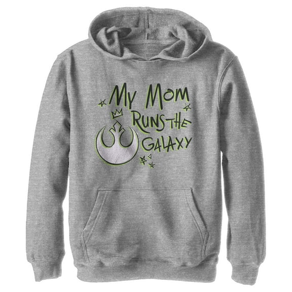 Boy's Star Wars Mother's Day Mom Runs Galaxy Pull Over Hoodie Athletic Heather Small