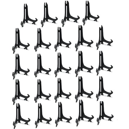 4" Black Plastic Stand Cookie Holder Display Stand Place Card Holder Display Easels at Weddings, Birthday Party(24 Pack)