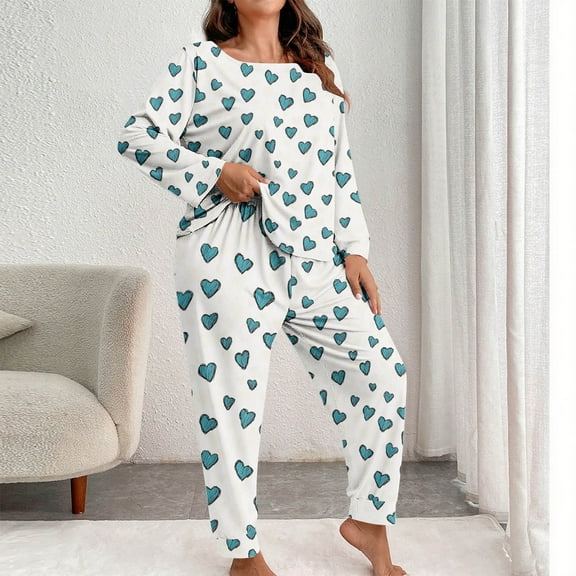 Abomasnow Womens Plus Size Pajama Sets 2 Piece Lounge Pjs Set Long Sleeve Star Print Sleepwear Fall Winter Top & Buttom Nightwear XL-5XL