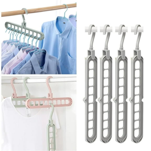 4 Pack-Closet-Organizers-and-Storage, Magic Hangers Space Saving for Clothes, Closer Organizer Space Saver Hanger Organizer for Multipurpose, Dorm Room Essentials, Gray