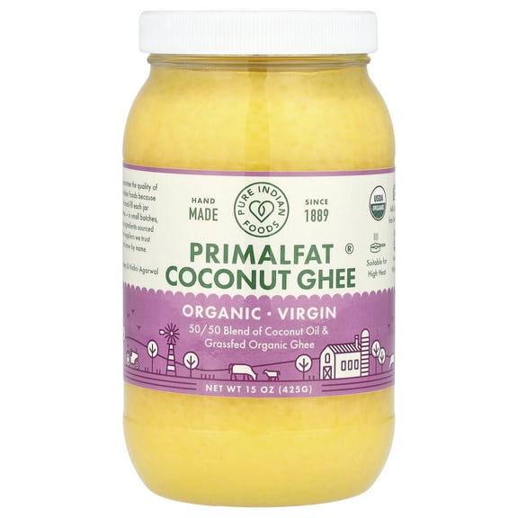 Pure Indian Foods Organic Virgin PrimalFat Coconut Ghee, 15 oz (425 g)