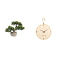 thumbnail image 1 of Colección De Bonsáis Artificiales, Plantas Artificiales En Maceta Para Centros De Mesa, Reloj De Pared De Madera, Adorno Minimalista Moderno Nórdico Para Colgar En El Dormitorio, La Oficina, 1 of 8