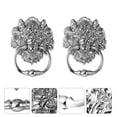 thumbnail image 2 of 2Pcs Antique Lion Head Door Knocker Front Door Handle Tone Pull Ring (Silver), 2 of 7