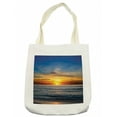 thumbnail image 1 of Ocean Tote Bag, Sunset over Pacific Ocean from La Jolla California Sun Rays Colored Sky Photo Print, Cloth Linen Reusable Bag for Shopping Books Beach and More, 16.5" X 14", Cream, by Ambesonne, 1 of 2