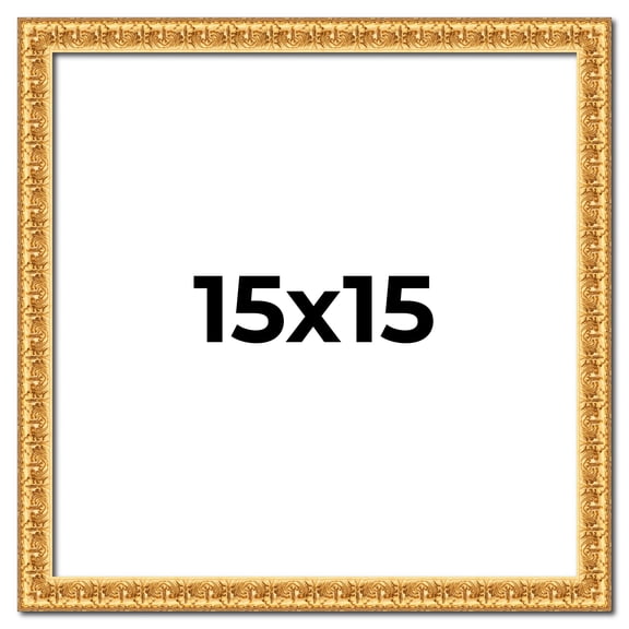 15x15 Frame Gold Real Wood Picture Frame Width 1 inches | Interior Frame Depth 0.5 inches | Edwina