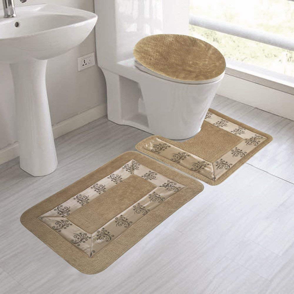 5 3pc TAUPE TAN Elegance New Style Floral Bathroom