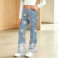 thumbnail image 6 of Auroural Pants for Girls 10-12 Flare Leg Kids Girls Cute Flower Lace Print Soft Elasticity Casual Flared Trousers Pants, 6 of 8