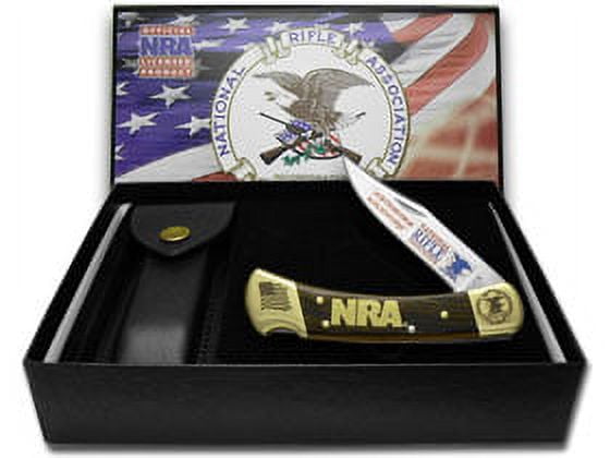 Buck 110 NRA National Rifle Association Wooden Folding Hunter Custom Pocket Knife
