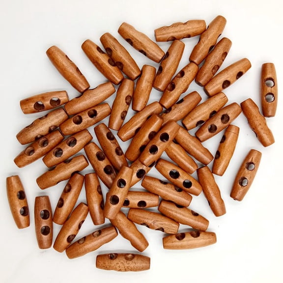 Soumake 50 Pcs Vintage Wooden Buttons Column Two Holes Sewing Scrapbooking Crafts Gift