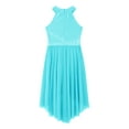 thumbnail image 4 of iiniim Kids Girls Shiny Rhinestone Sleeveless Lyrical Ballet Leotard Tulle Skirt Modern Contemporary Dance Dress Light blue 16, 4 of 7
