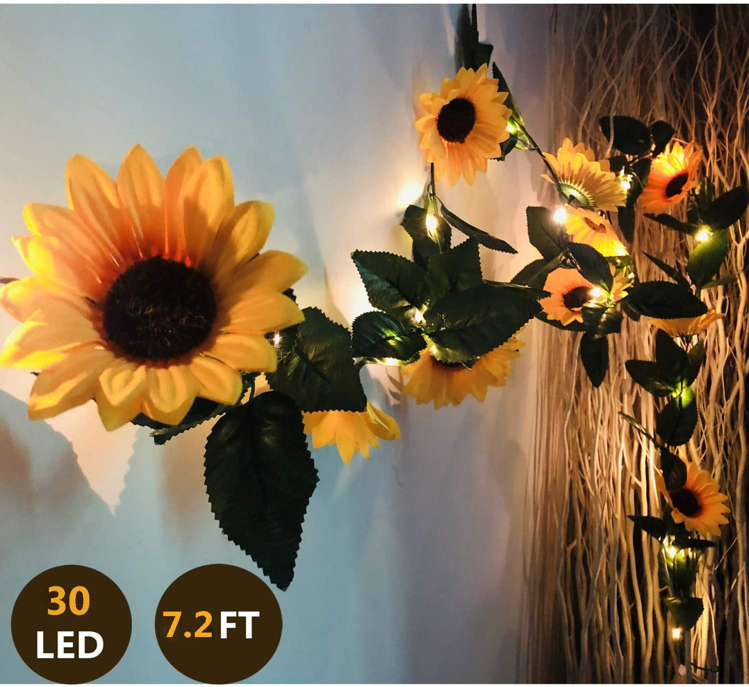 Christmas Wedding Holiday Light LED Garland Artificial Sunflower Vine Design New 