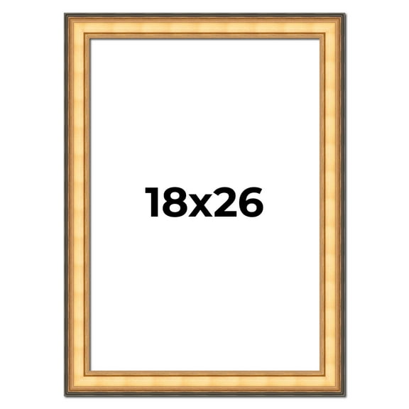 18x26 Frame Gold Plein Aire Solid Wood Picture Frame Width 2 Inches | Interior Frame Depth 0.5