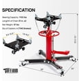 thumbnail image 6 of Transmission Jack, 1,100 lbs 1/2-Ton Hydraulic 2-Stage High Lift Vertical Telescoping Floor Jack Stand, 34" to 68" Lifting Range, w/Pedal, 360° Swivel Wheels, Garage/Shop Lift Hoist, 6 of 14
