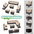 thumbnail image 2 of ALAULM 13 Pcs Patio Conversation Furniture Set with Fire Pit Table, Brown/Sand, 2 of 8