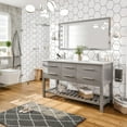 thumbnail image 2 of Eviva Natalie 60" Gray Freestanding Double Sink Bathroom Vanity w/ White Carrara Top, 2 of 5