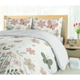 thumbnail image 3 of Ambesonne Pastel Floral Duvet Cover Set, Leafy Butterflies, Calking, Sage Green Tan Pale Pink, 3 of 4