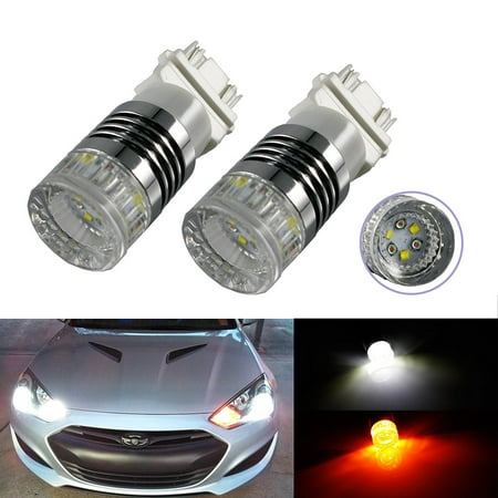 Xotic Tech 1 Pair 3157 High Power Switchback LED Bulbs Dual Colors White/Amber For Front Turn Signal