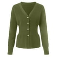 thumbnail image 5 of felwors Women's V-Neck Button Down Cardigan - Waist Cinched Peplum Hem Knit Sweater AG, M, 5 of 5