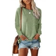 thumbnail image 2 of DODOING Women’s Long Sleeve T Shirt Solid Color Pullover Crew Neck Loose Comfy Casual Tops, 2 of 3