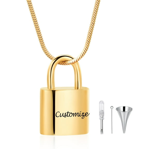 Personalize Stainless Steel Lock Urn Pendant Cremation Jewelry for Ashes Urn Necklace Lockets for Ashes Keepsake Memorial Jewelry