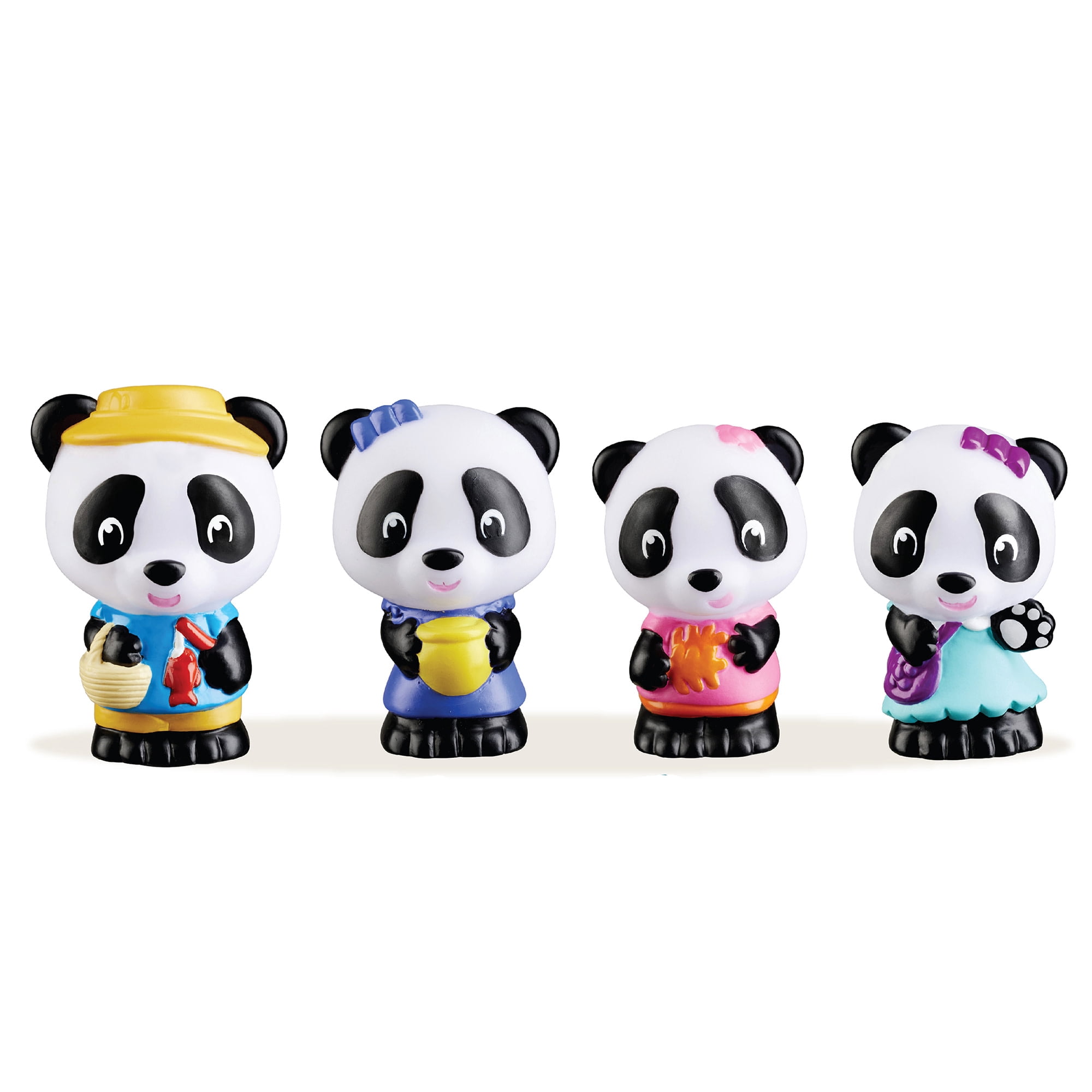 Timber Tots: Panda Family - 4 Character Set, Bear Toy Figurines, 1.75-2" Animal Miniatures w/ Unique Details, Nature Playset, Kids & Toddlers 18Mo+