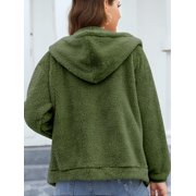 Cuteduck Womens Sherpa Jacket Fuzzy Fleece Zip Up Winter Hoodies Coat, S-2XL