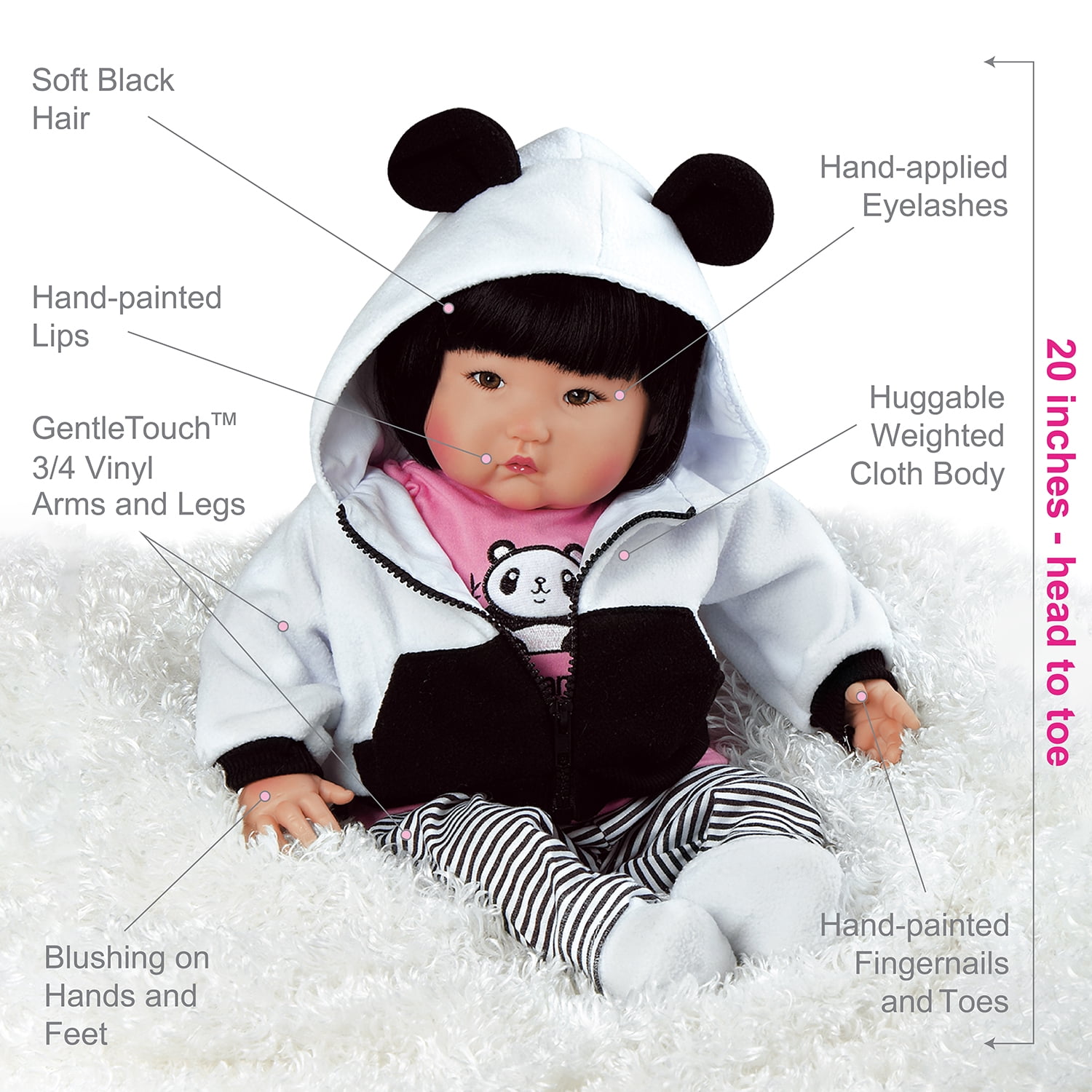 Paradise Galleries® Real Lifelike Baby Doll, Ping Lau - Artist, 20 