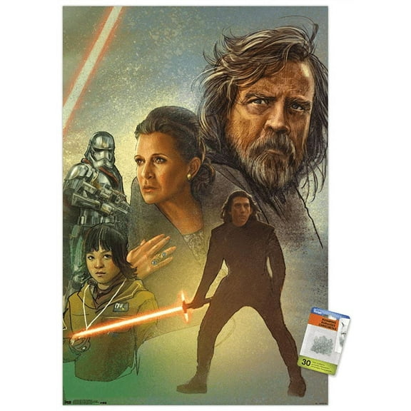 Star Wars: The Last Jedi - Celebration Mural Wall Poster with Push Pins, 22.375" x 34"