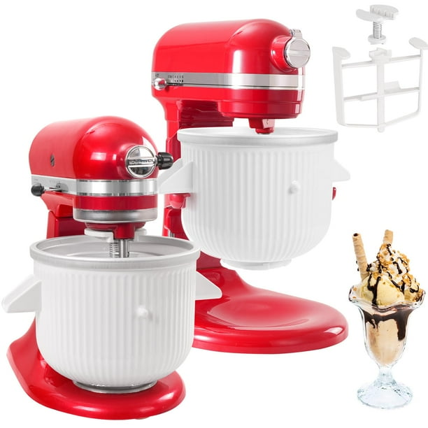 Accesorio para máquina de helados para batidora de soporte Kitchenaid, compatible con Kitchen Aid 4.5 cuartos de galón y batidora más grande, yogur congelado de 2 cuartos de galón, máquina de helado y