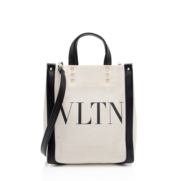 Pre-Owned Valentino Canvas Rockstud VLTN Grande Plage N/S Mini Tote