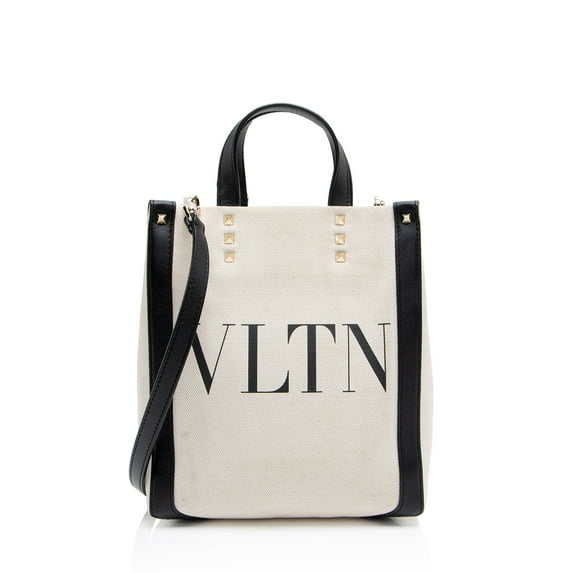 Pre-Owned Valentino Canvas Rockstud VLTN Grande Plage N/S Mini Tote