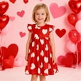 thumbnail image 2 of Toddler Girl Dress Valentine's Day Heart Print Sleeveless Sun Dress Round Neck Soft Casual for Girls Red 12 Months-18 Months, 2 of 4