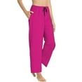 thumbnail image 2 of Naloa Darkmagenta Print Women’s Ultra-Soft Comfy Pajama Lounge Pants with Pockets & Drawstring, 2 of 8