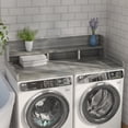thumbnail image 2 of 27.5" D x 54" W Washer Dryer Countertop with 2 Tier Shelf, Double Layer Wood Laundry Countertop with Edge Rails for Washer and Dryer Laundry Room Storage Organization, Gray Stripe, 2 of 8