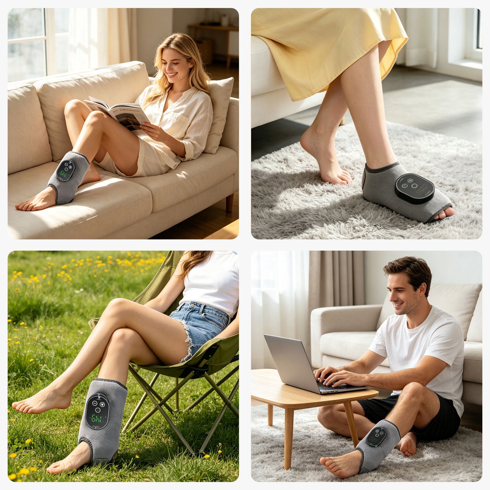 Cordless  Foot Ankle Heating Pad with 6 Heat Settings& 3 Vibration Modes , 20/35/45 Minutes Timer 3000mAh , 1pc