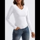 thumbnail image 5 of Camisas de Larga para Mujer, Moda de Otoño 2025, Cuello en V, Blusas Básicas, Blusas Ajustadas Y2K, Conjuntos M, 5 of 8