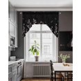 thumbnail image 3 of Black Floral Swag Valances for Windows, Small Curtains Drapes, Elegant Pastoral Flowers Farmhouse Kitchen Window Curtains Over Sink Rod Pocket Window Treatment Valance for Bedroom/Bathroom 56"x36", 3 of 5