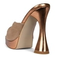 thumbnail image 3 of FSJ Women Open Square Toe Bow Mules Platform Slip on Chunky High Heels Elegant Dress Party Heeled Slides Size 8 Bronze, 3 of 4