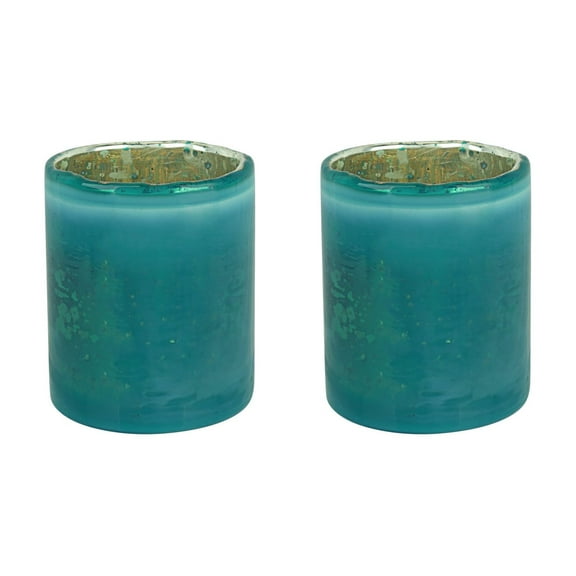 Aspen Creative 16003-2 Teal Glass Votive Candle Holder 2-3/4" Diameter x 3" Height, 2 Pack
