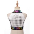 thumbnail image 5 of Doomiva Kids Girls Shiny Letter Print Yoga Sports Bra Jazz Hip Hop Ballet Dance Crop Top Festival Performance Vest Silver 3-4, 5 of 7