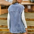 thumbnail image 5 of Diufon Womens Denim Vest Solid Color Jackets Lapel Collar Button Cap Sleeve Coats with Pockets, 5 of 5