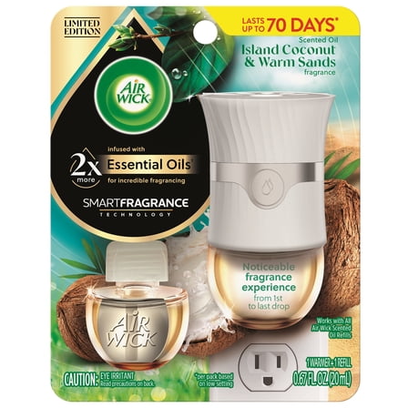 Air Wick Essential Mist Vibrant Scented Oil Air Freshener Diffuser Kit, Island Coconut and Warm Sands, 1 Diffuser and 1 Refill
