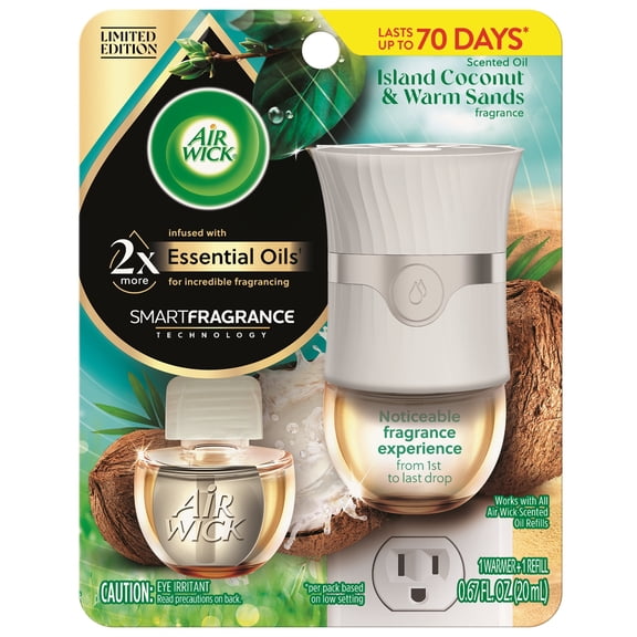 Air Wick Essential Mist Vibrant Scented Oil Air Freshener Diffuser Kit, Island Coconut and Warm Sands, 1 Diffuser and 1 Refill