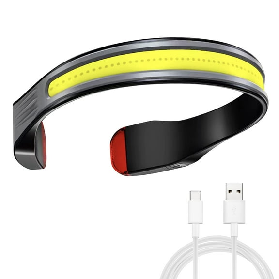 LED Rechargeable Headlamp, 260° Wide Beam Headlight with 4 Light Modes, 350 Lumen Neck Reading Light, Super Bright COB lamp, Waterproof Flashlight for Running, Camping, Hiking, Fishing, Walk Dog