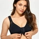 thumbnail image 5 of Sujetador deportivo Gather con cobertura total, cierre frontal, sin aros, soporte de espalda y postura para mujer - Negro, 5 of 7