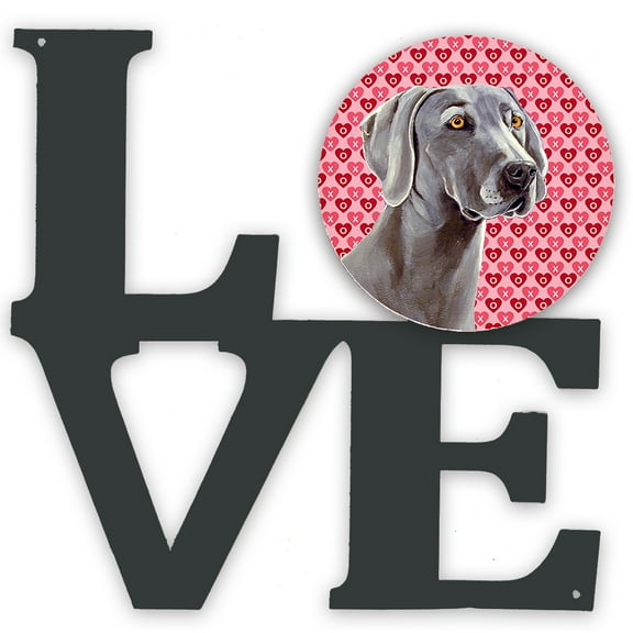 Weimaraner Hearts Love and Valentines Day Portrait Metal Wall Artwork LOVE