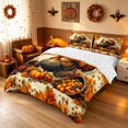 thumbnail image 2 of Homewish Vintage Thanksgiving Turkey Bedding, Maple Fruit Harvest Duvet Cover Full, Orange Cream Brown, Reversible 3 Pieces, 1 Duvet Cover and 2 Pillowcases, 2 of 6