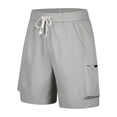 thumbnail image 2 of Men's Quick Dry Pul on Cargo Shorts Lightweight Relaxed Fit Outdoor Workwear Athletic Shorts with Muti Pocket Elastic Waist Drawstring Big and Tall Size S-4XL Gray, 2 of 9