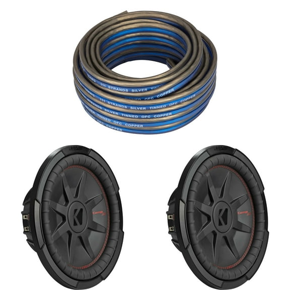 Kicker (2) 48CWRT124 CompRT 12" Subwoofer, DVC, 4-ohm - Includes Speaker Wire